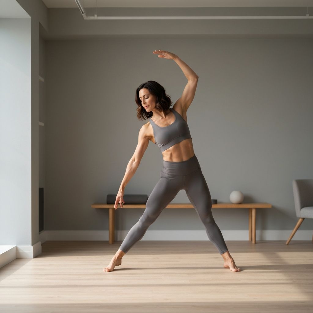 Person practicing gentle yoga representing mindful physical practice