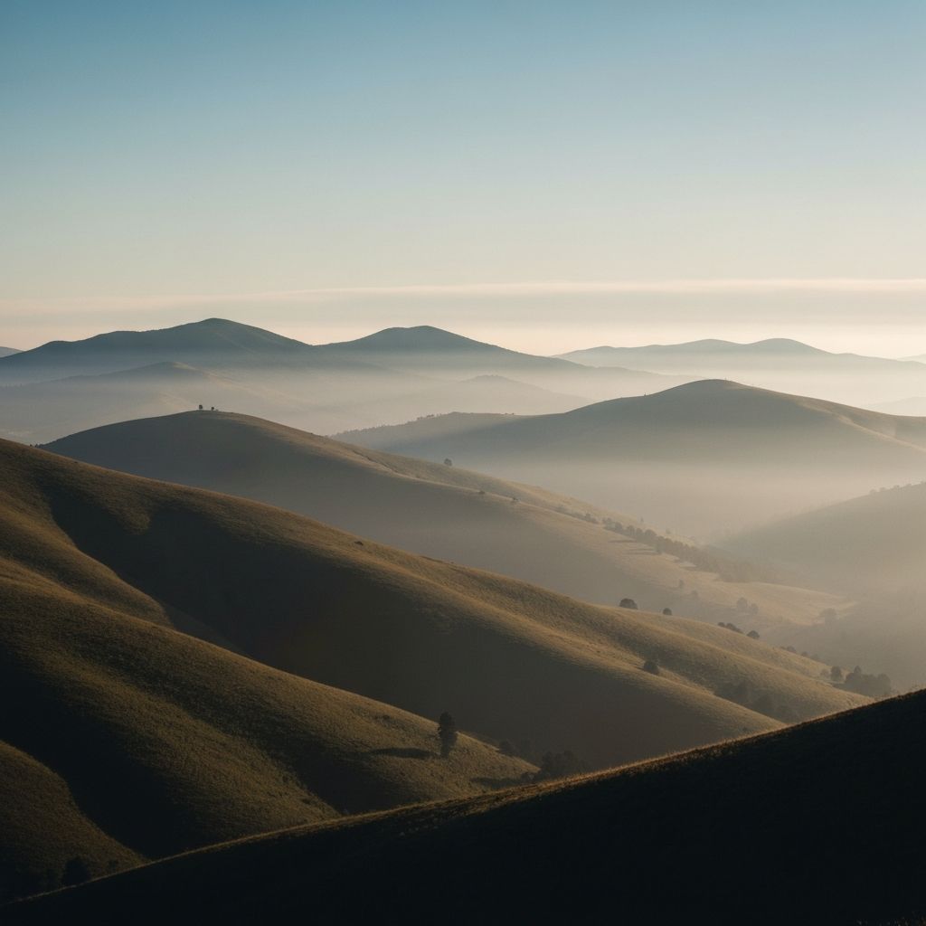 Serene mountain landscape at sunrise representing wellness journey